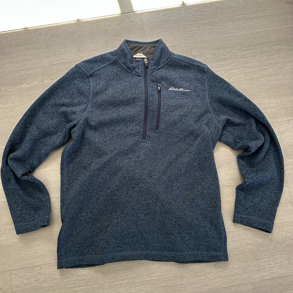 Eddie Bauer Men's Navy Zip-Up Sweater